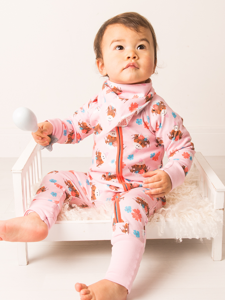 Bonnie Highland Cow Zip-Up Romper - Blade & Rose UK