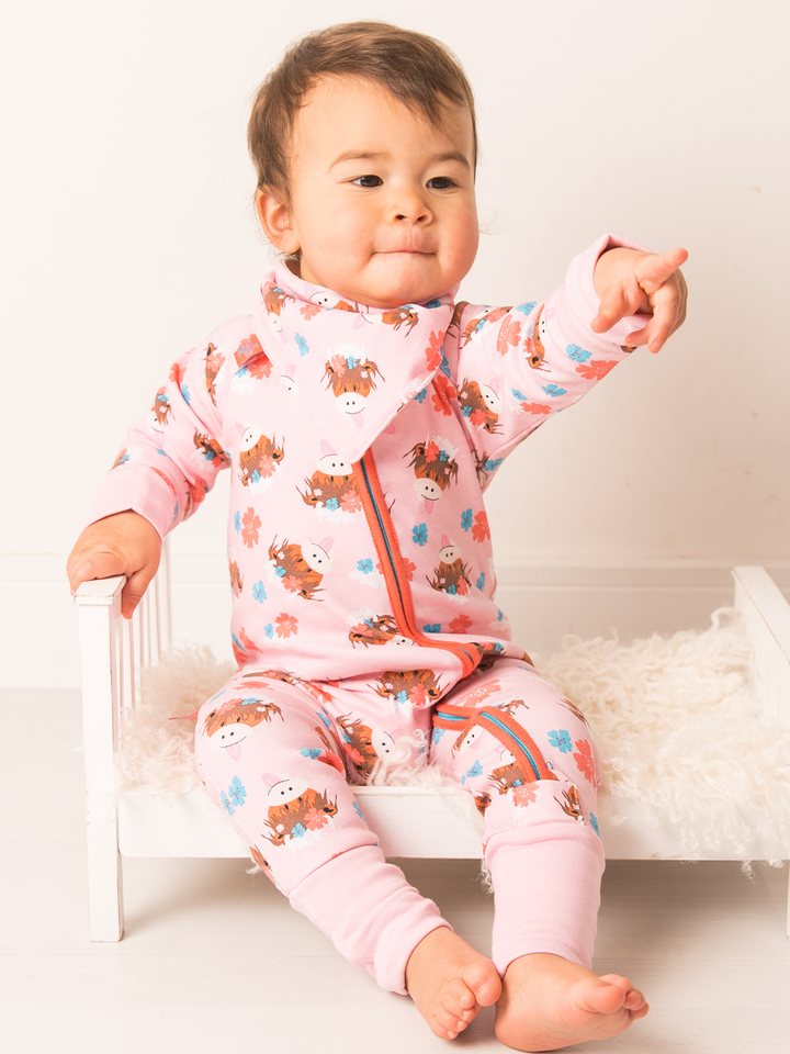 Bonnie Highland Cow Zip-Up Romper * - Blade & Rose UK