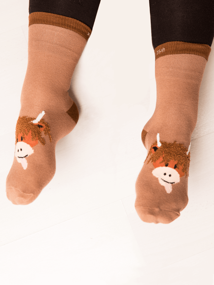 Neutral Highland Cow Socks - Blade & Rose UK