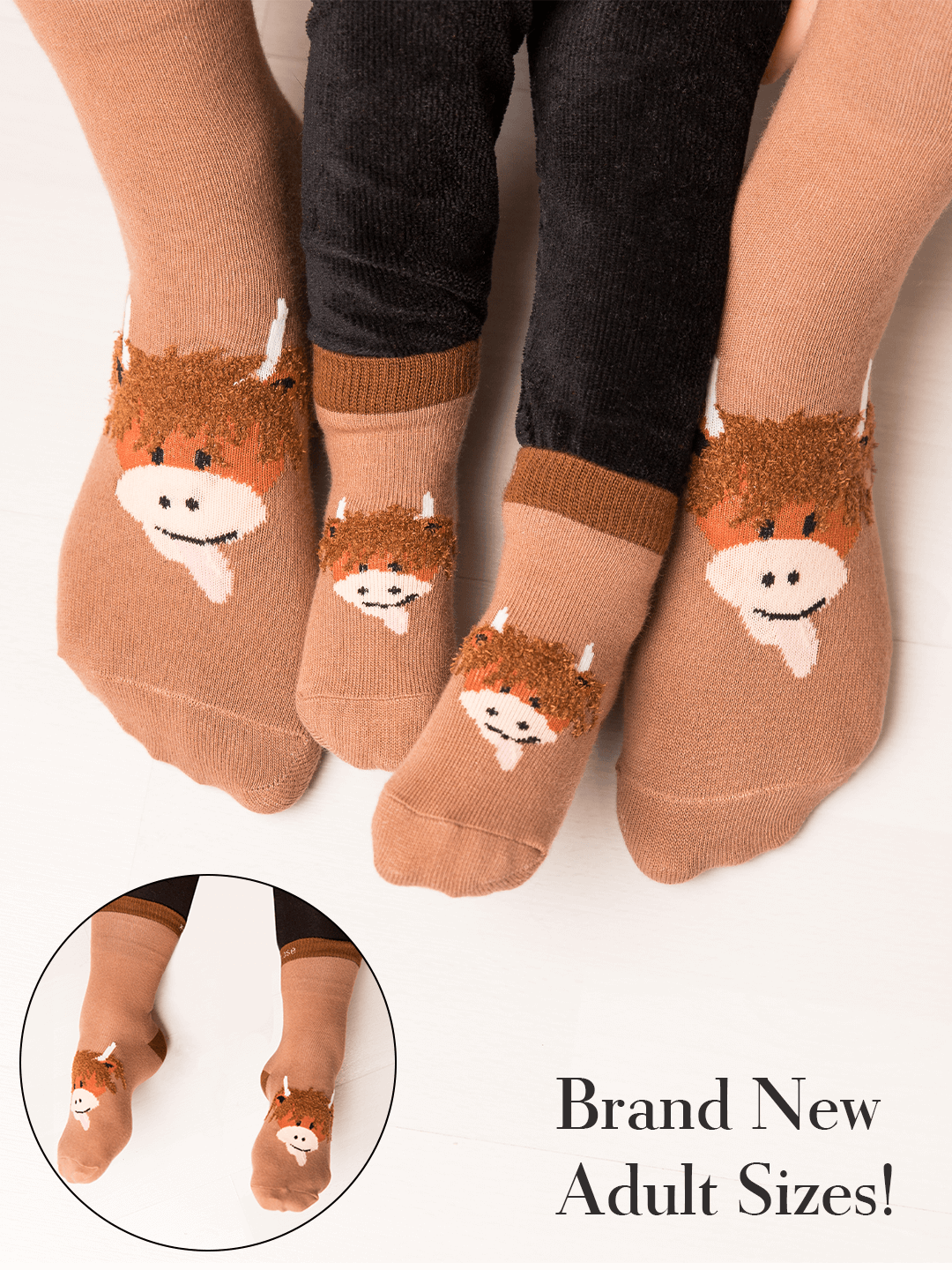 Neutral Highland Cow Socks - Blade & Rose UK