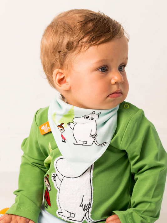 Moomin™ Organic Free To Explore Pale Blue Bib - Blade & Rose UK