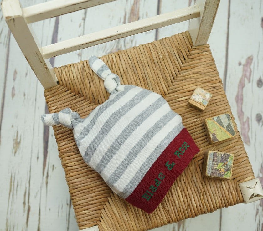 Grey & White Knotted Hat 0-12 Months
