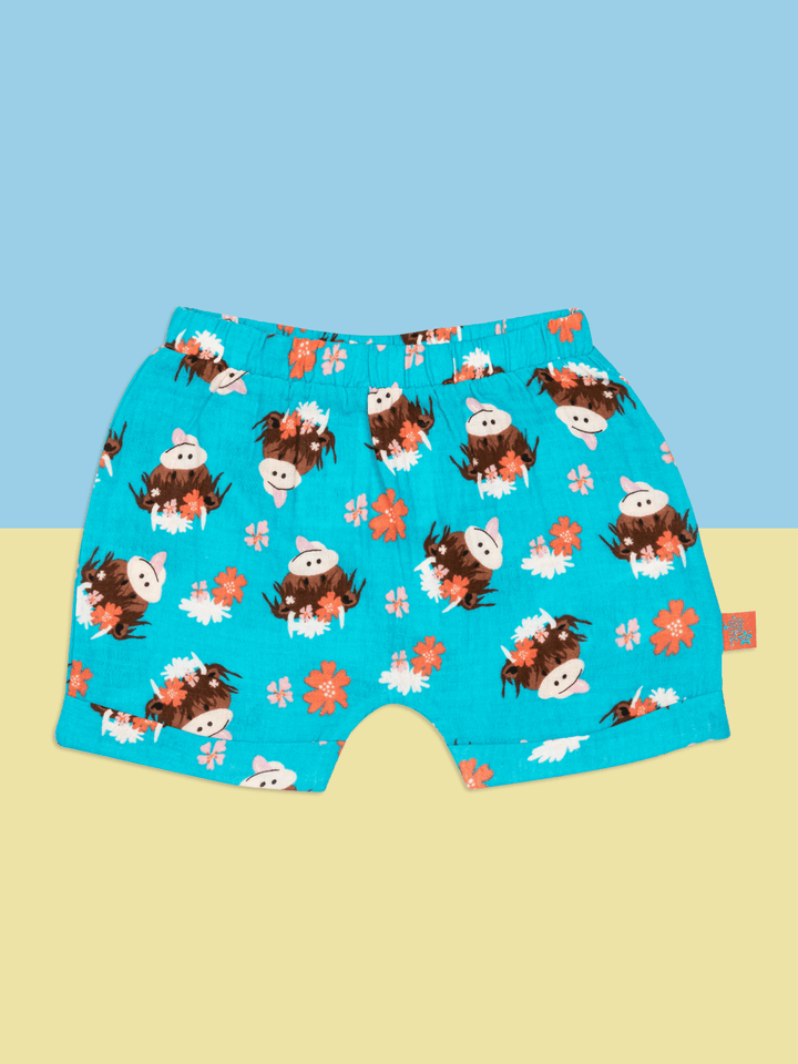 Bonnie Highland Cow Muslin Shorts - Blade & Rose UK