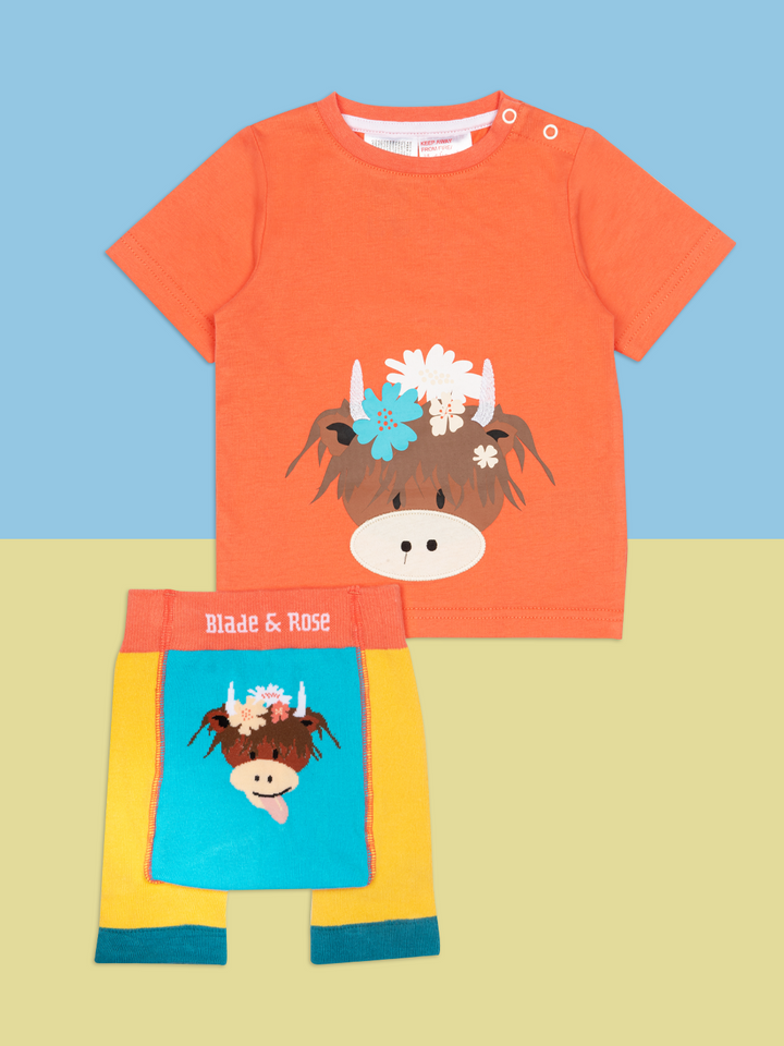 Bonnie Highland Cow Summer Outfit (2PC) - Blade & Rose UK