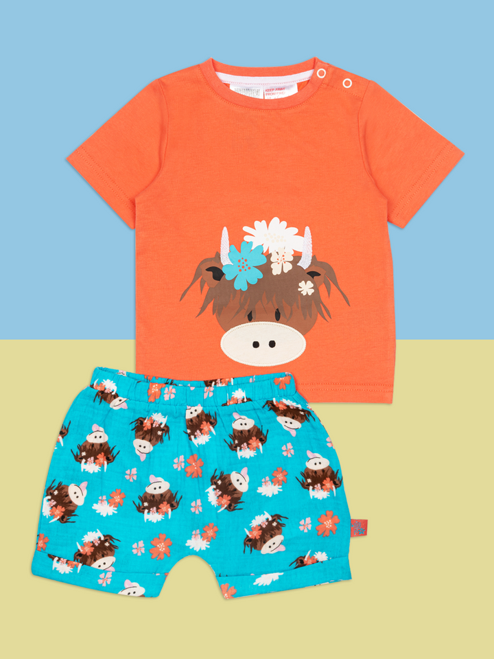 Bonnie Highland Cow Lightweight Summer Outfit (2PC) - Blade & Rose UK