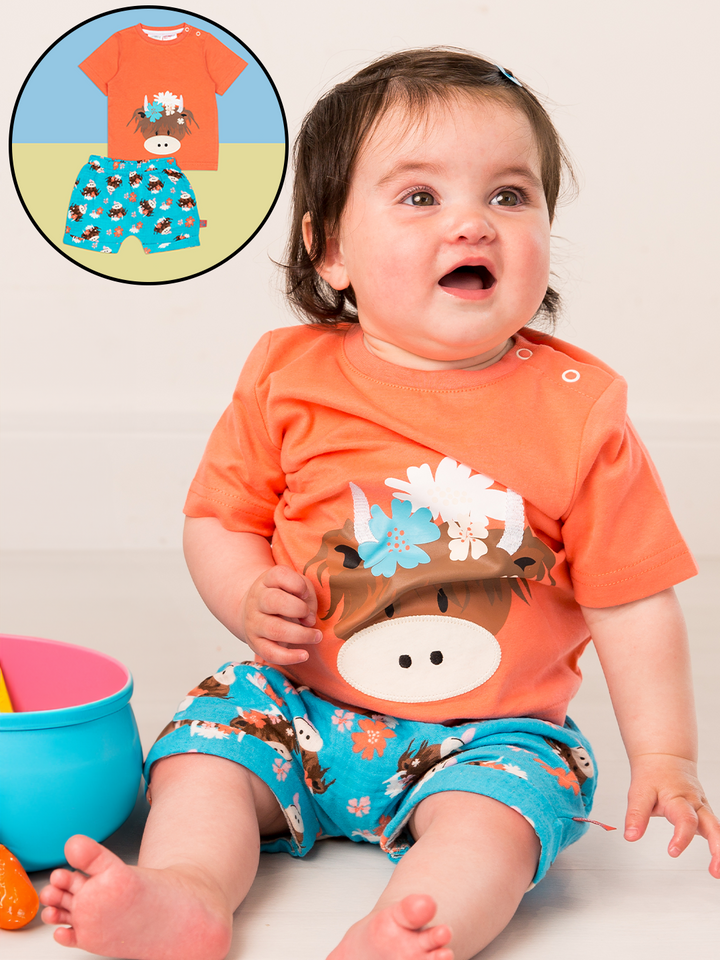 Bonnie Highland Cow Lightweight Summer Outfit (2PC) - Blade & Rose UK