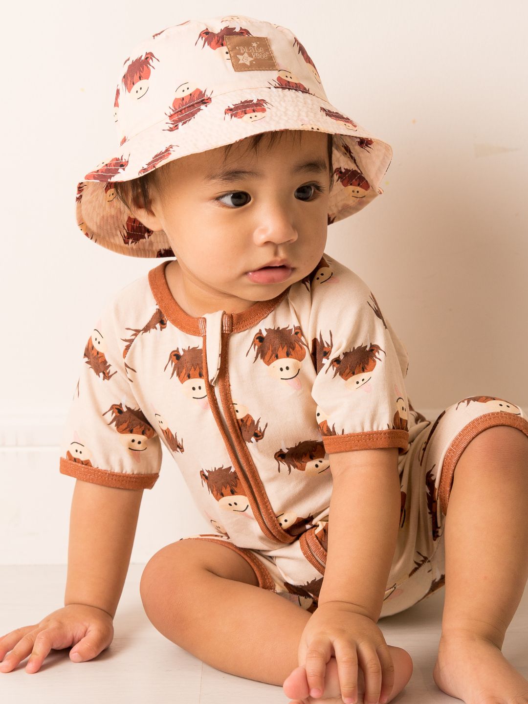 Neutral Highland Cow Summer Hat