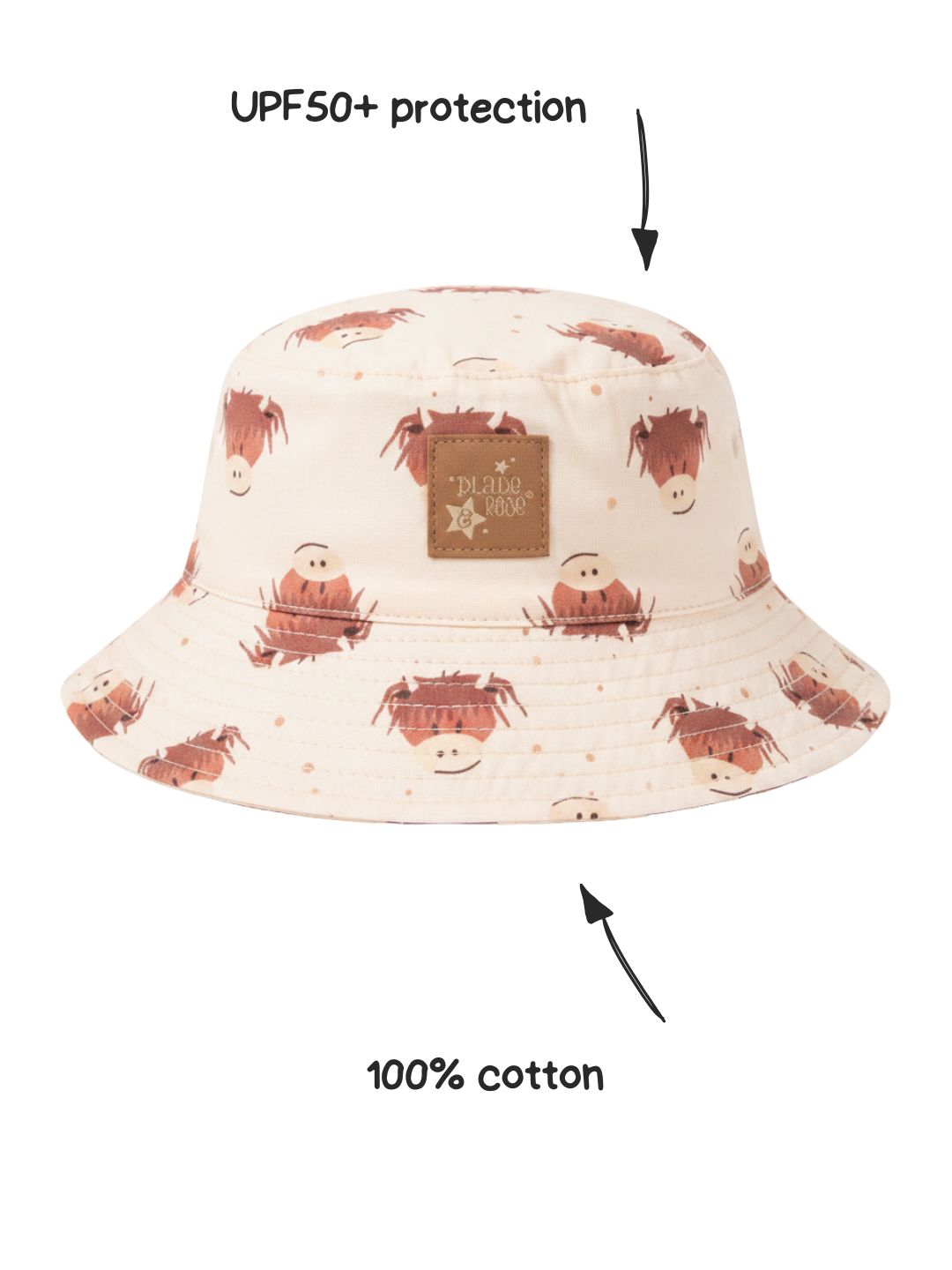 Neutral Highland Cow Summer Hat