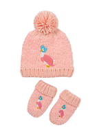 Jemima Puddle-Duck™ mittens with the matching pale pink bobble hat