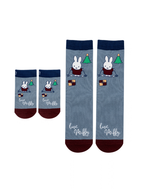 Miffy™ Christmas Socks in blue, shown in a baby size and a larger size