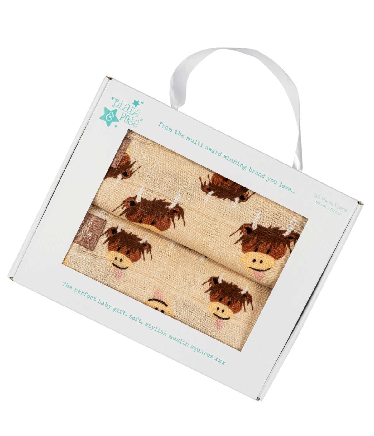 Neutral Highland Cow Muslin Squares