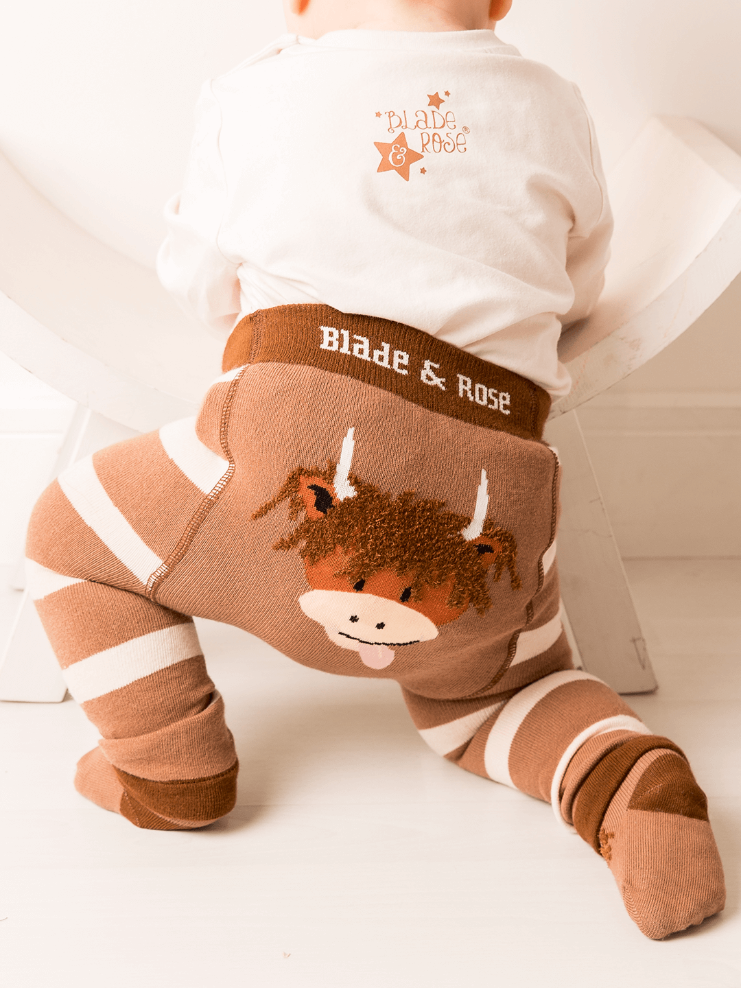 Neutral Highland Cow Leggings - Blade & Rose UK