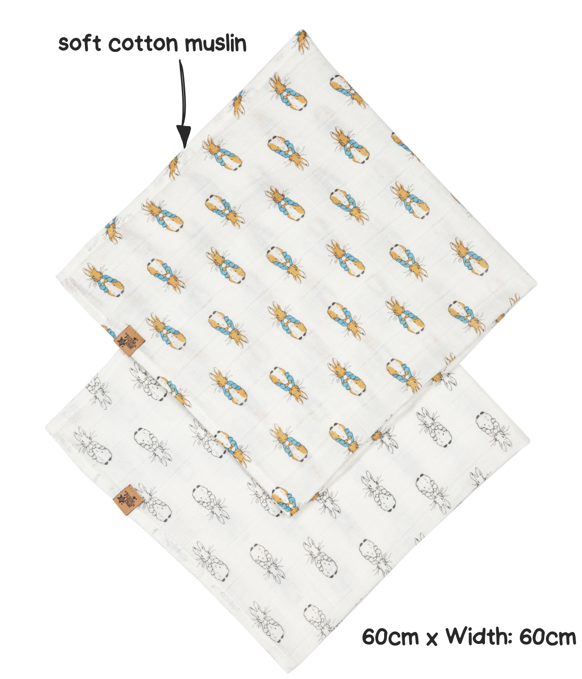 Peter Rabbit™ Neutral Muslin Squares