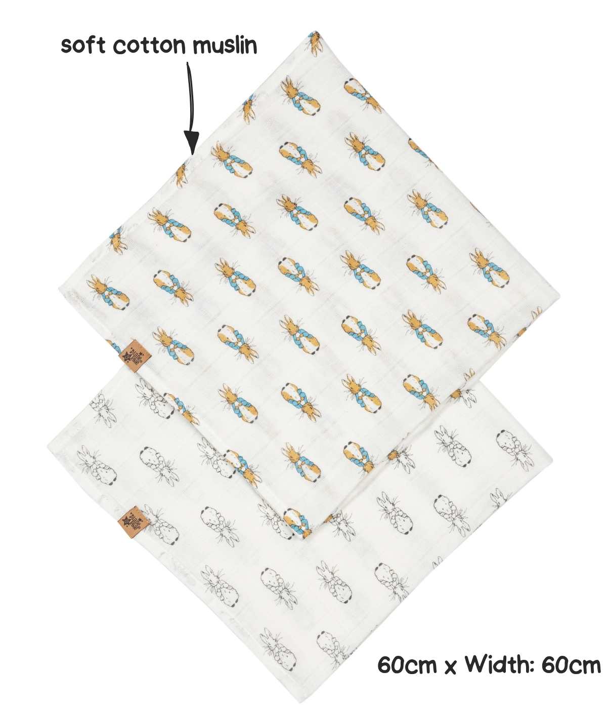 Peter Rabbit™ Neutral Muslin Squares