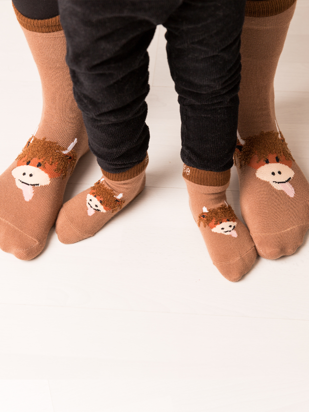 Neutral Highland Cow Socks