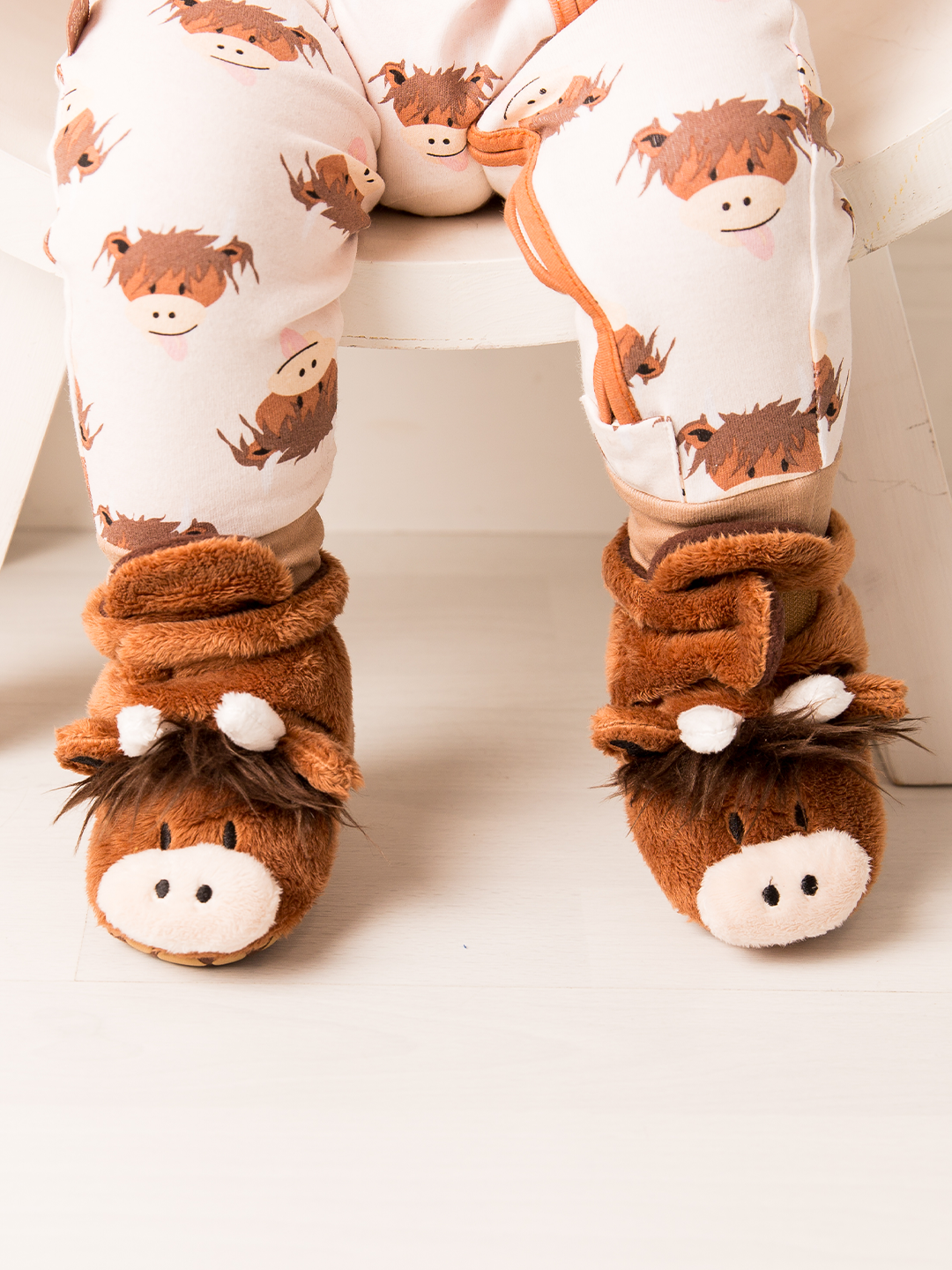 Neutral Highland Cow Booties