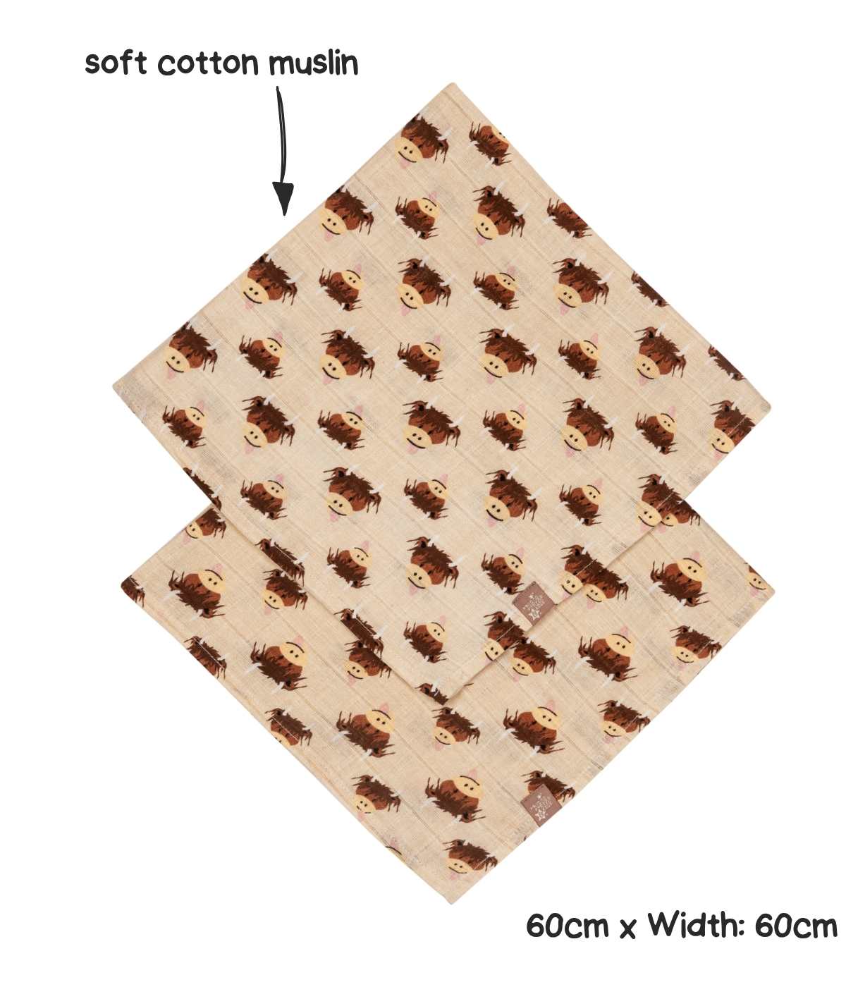 Neutral Highland Cow Muslin Squares