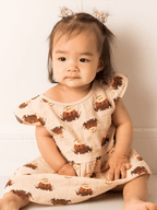 Neutral Highland Cow Summer Dress