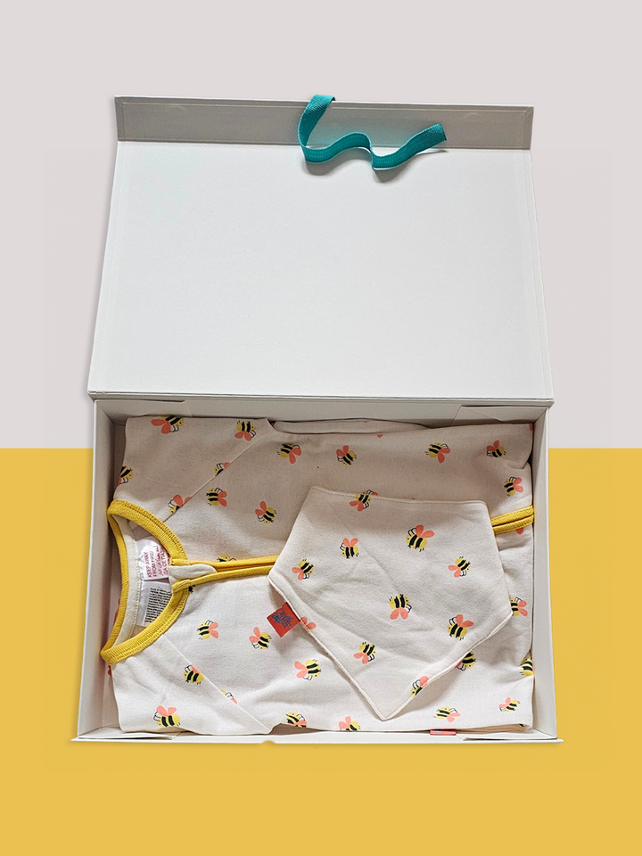 Honey Bee Romper & Bib Gift Set