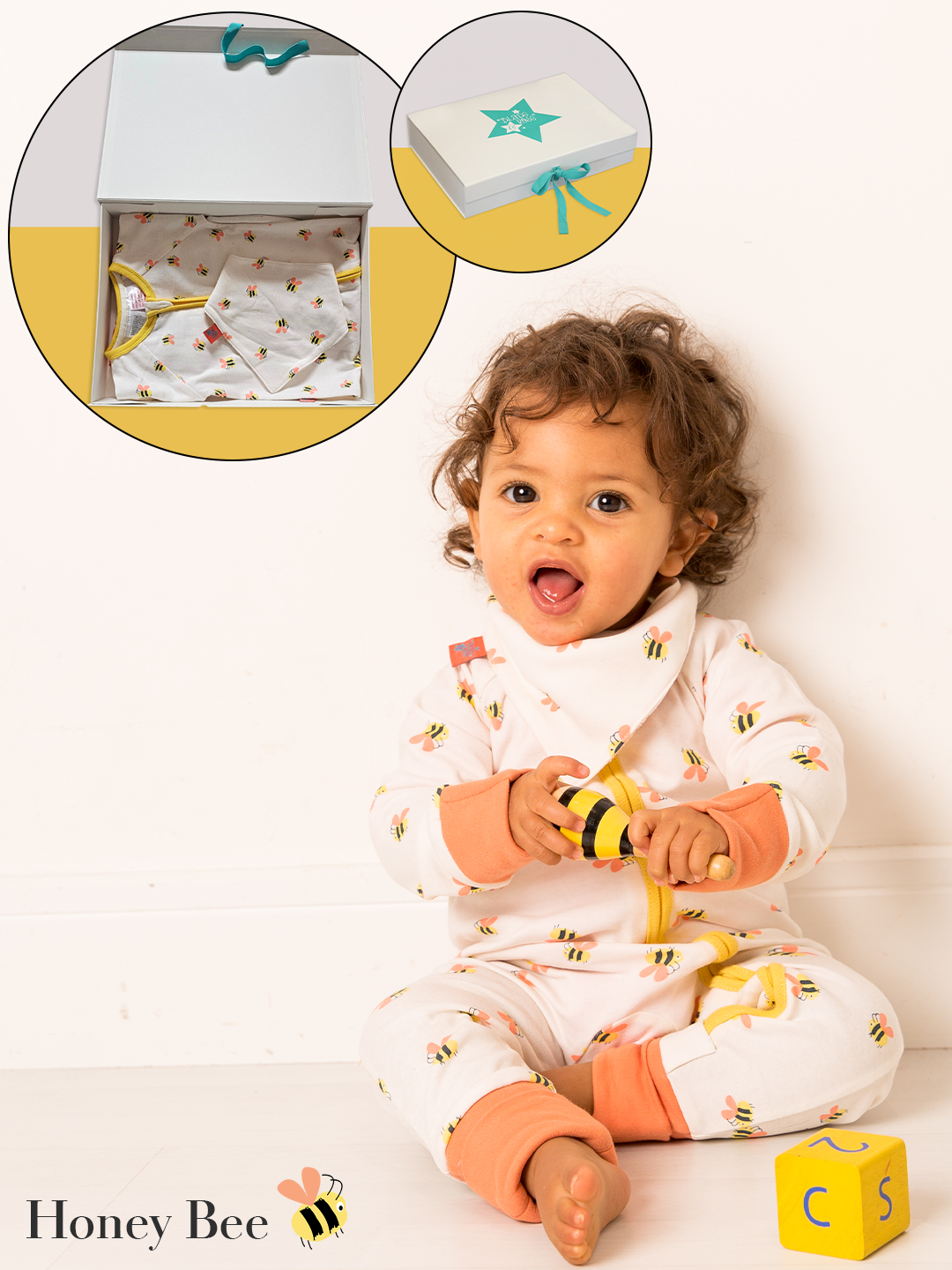 Honey Bee Romper & Bib Gift Set