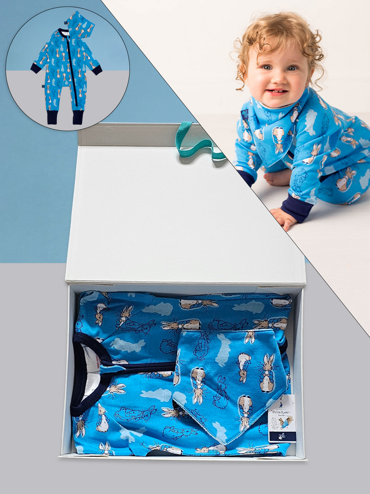 Peter Rabbit™ Navy Romper/Bib Gift Box Set