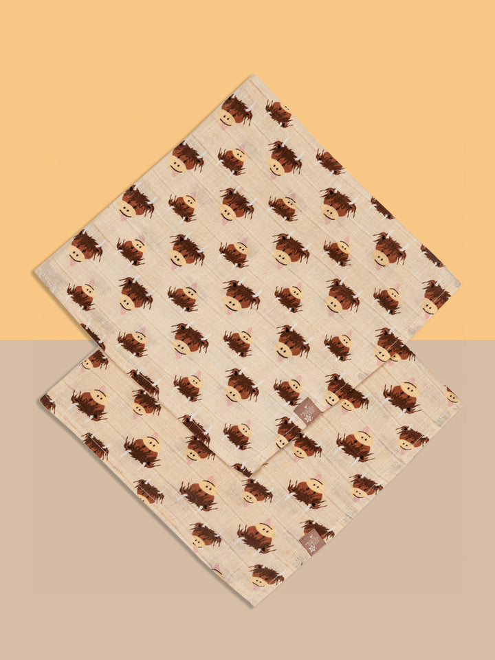 Neutral Highland Cow Muslin Squares