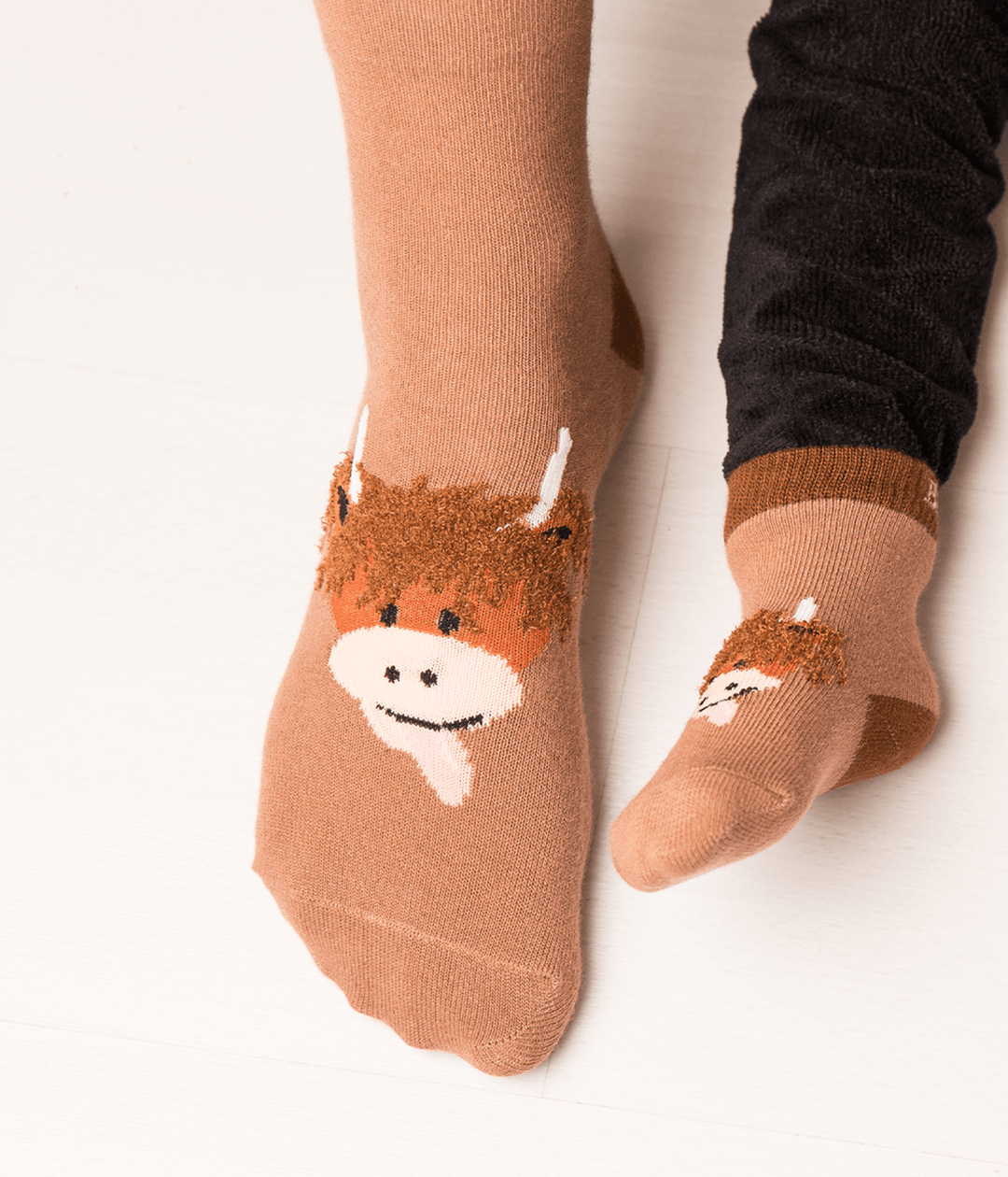 Neutral Highland Cow Socks