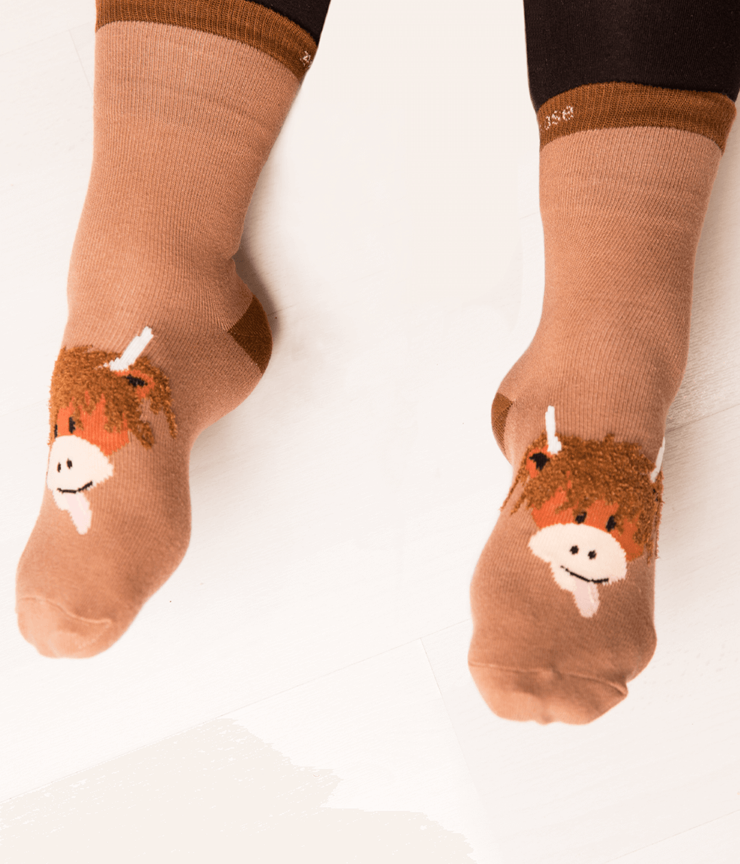Neutral Highland Cow Socks