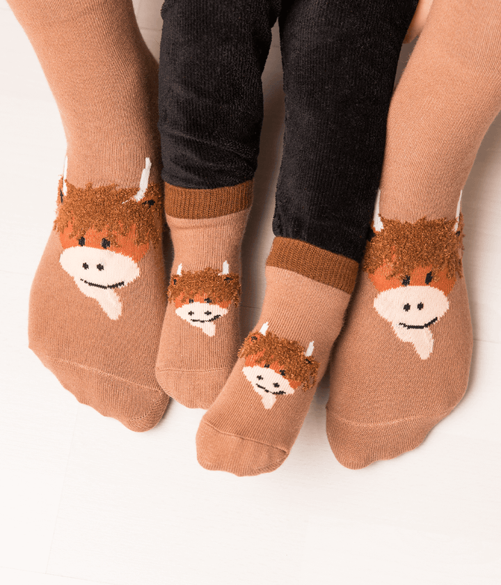 Neutral Highland Cow Socks