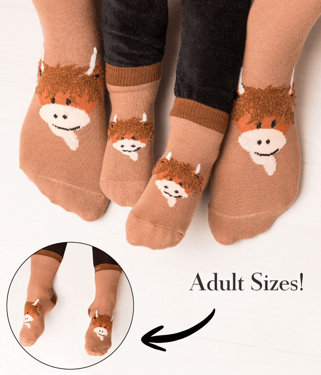 Neutral Highland Cow Socks