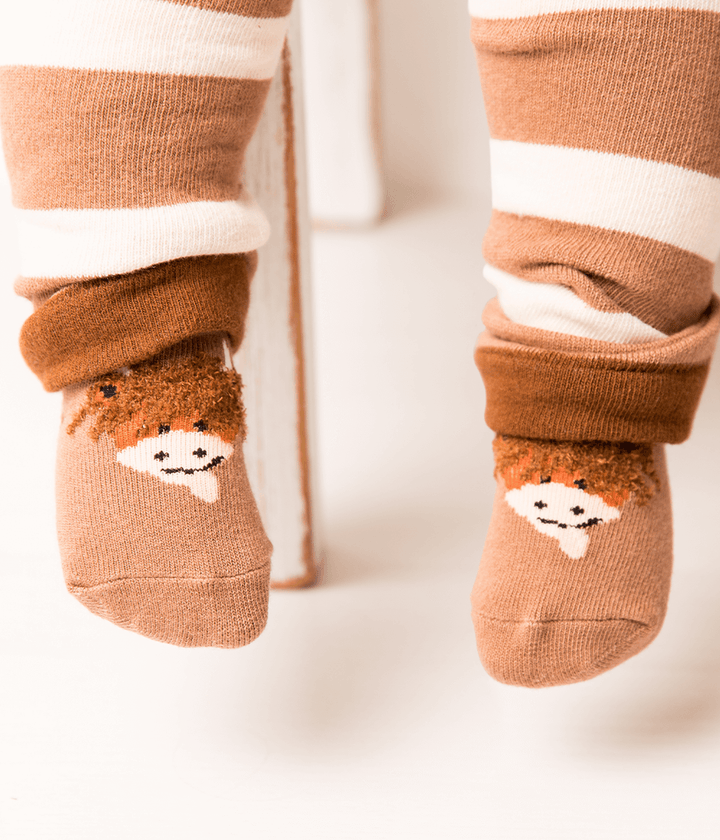 Neutral Highland Cow Socks