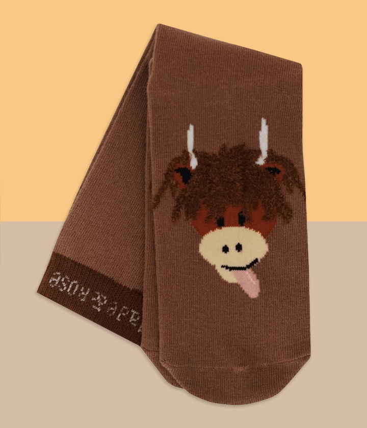 Neutral Highland Cow Socks
