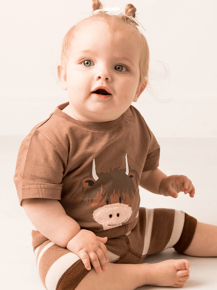 Neutral Highland Cow Tee