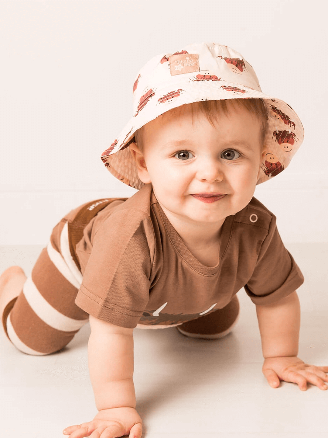 Neutral Highland Cow Summer Hat