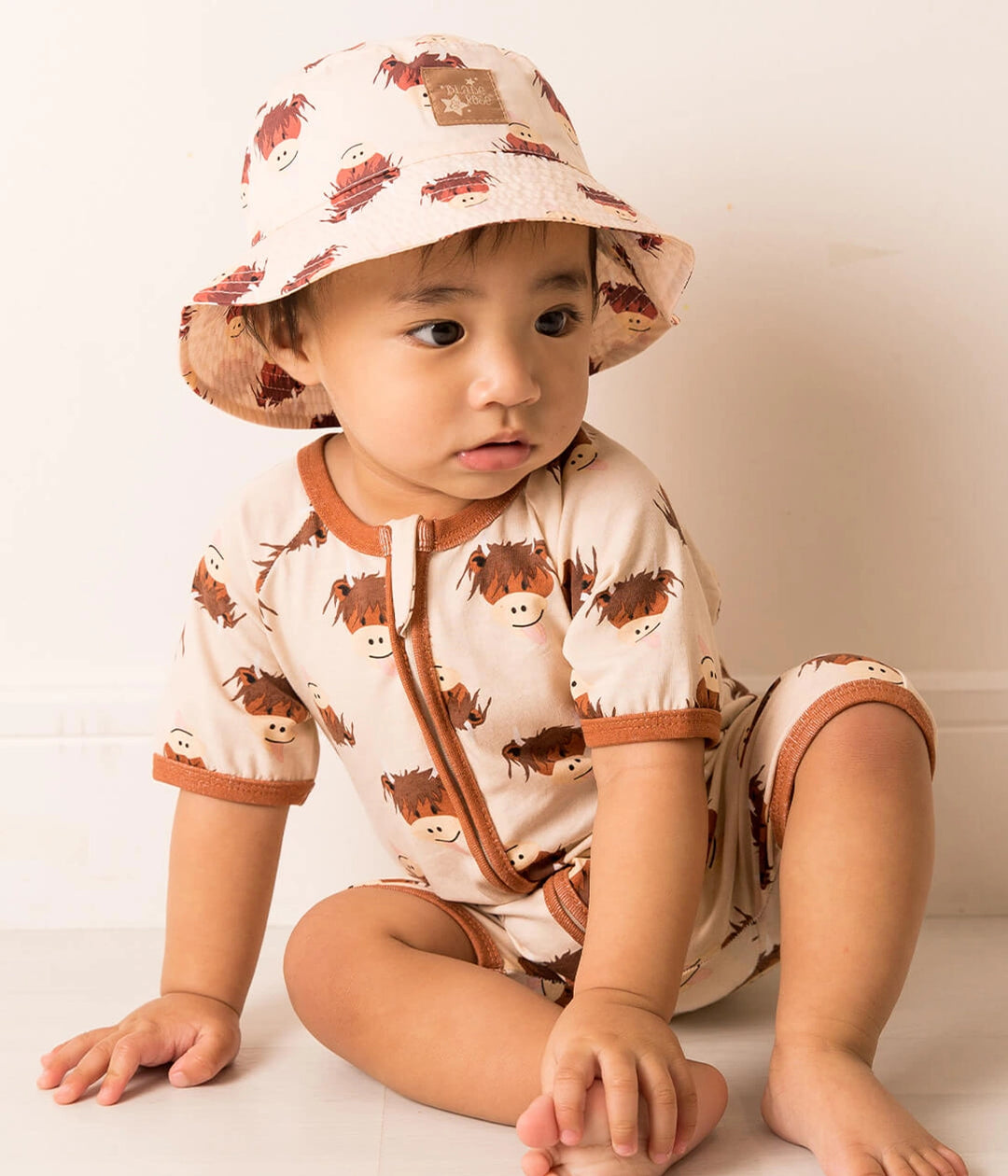 Neutral Highland Cow Summer Hat