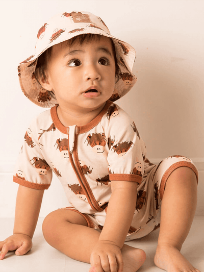 Neutral Highland Cow Summer Romper Playsuit