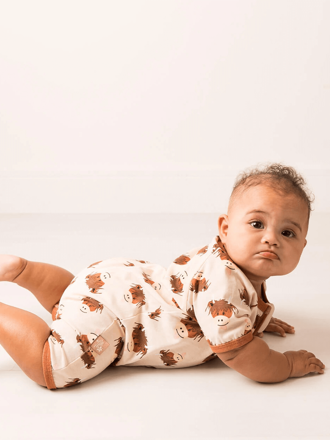 Neutral Highland Cow Summer Romper Playsuit