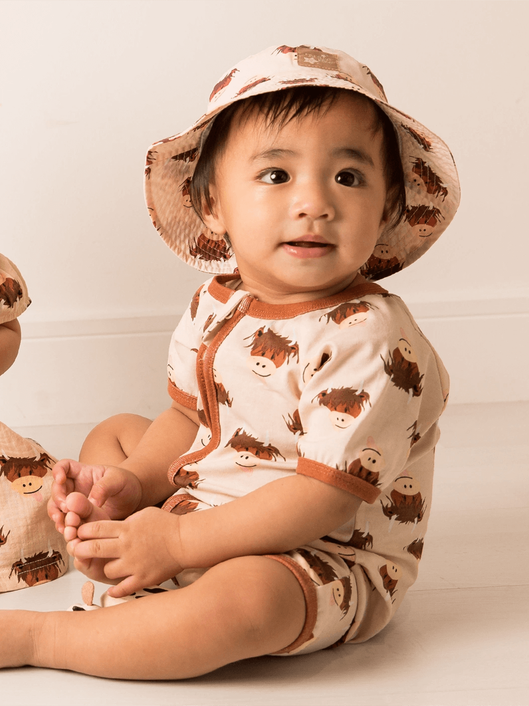 Neutral Highland Cow Summer Hat