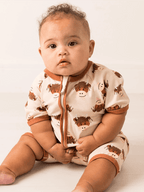 Neutral Highland Cow Summer Romper Playsuit
