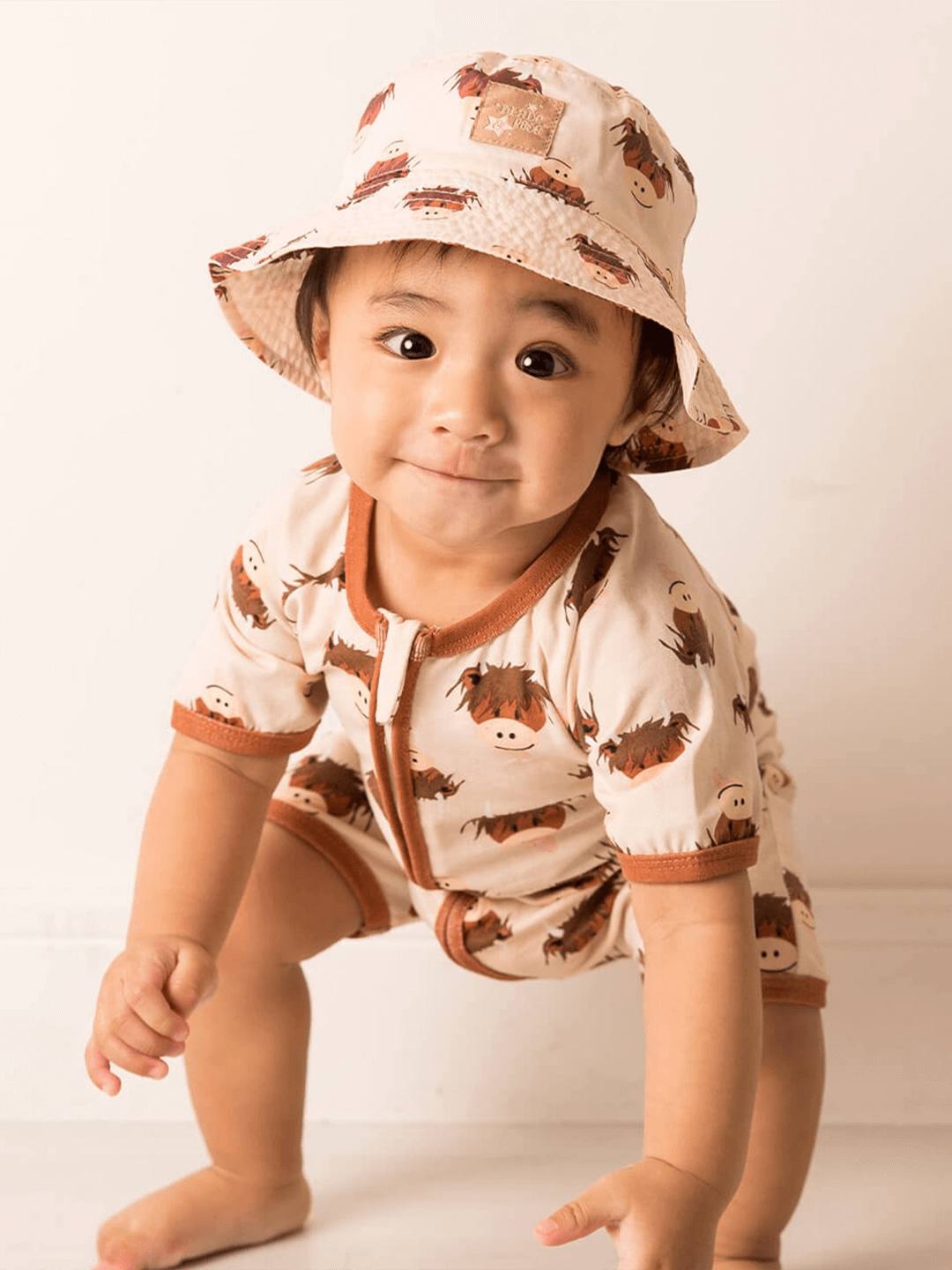 Neutral Highland Cow Summer Romper Playsuit