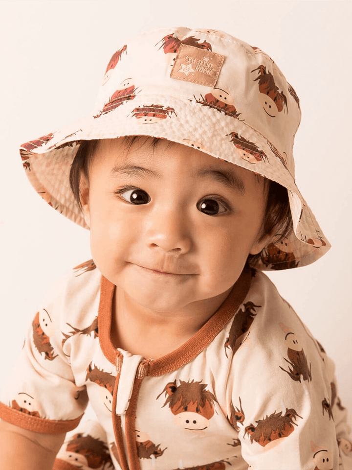 Neutral Highland Cow Summer Hat