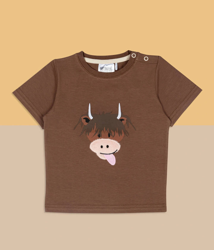 Neutral Highland Cow Tee