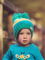 Green & Mustard Bobble Hat