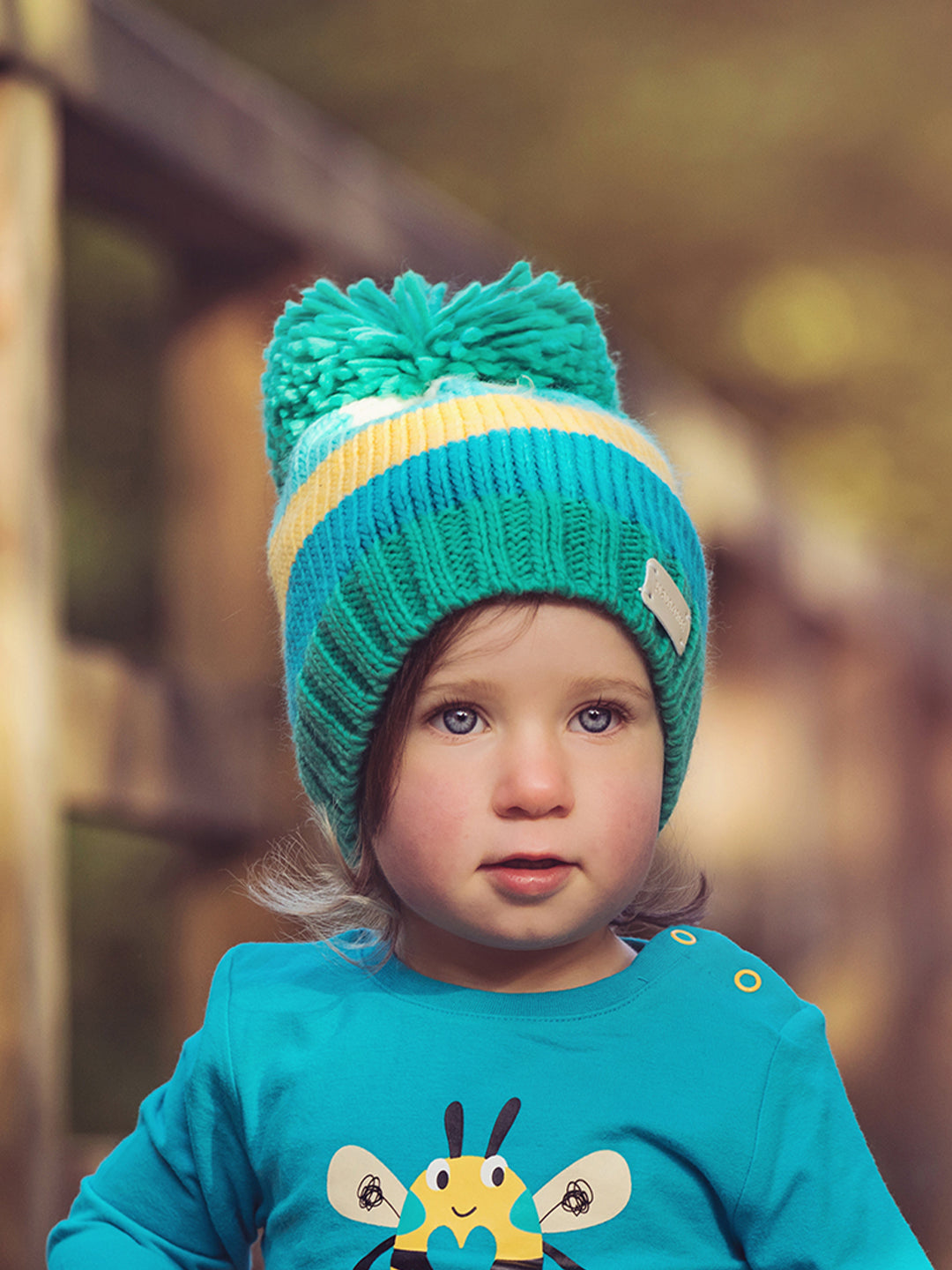 Green & Mustard Bobble Hat