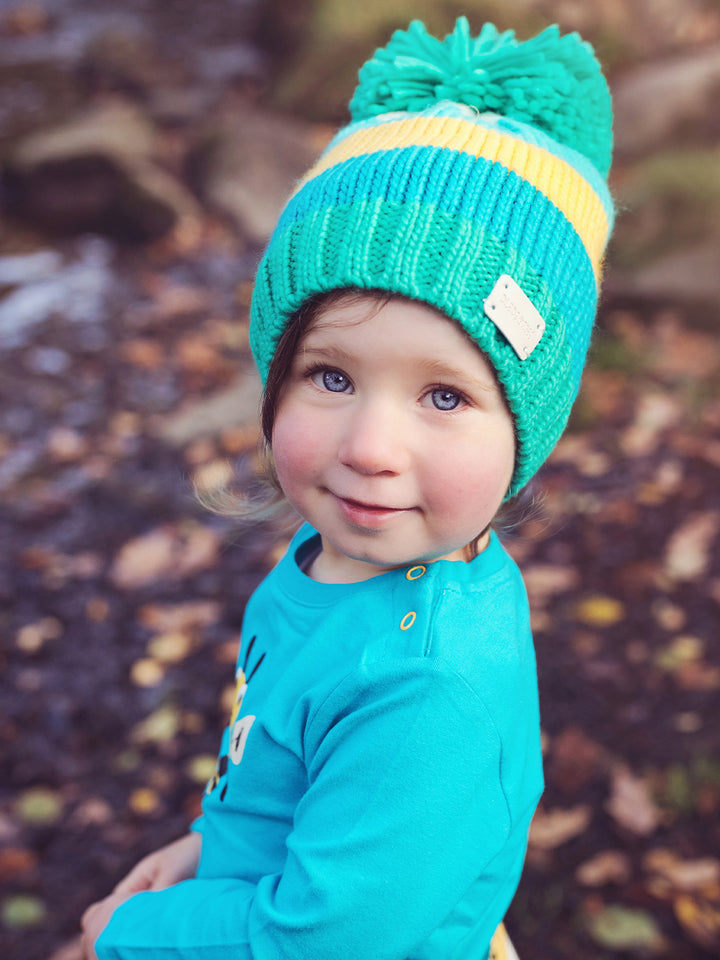 Green & Mustard Bobble Hat