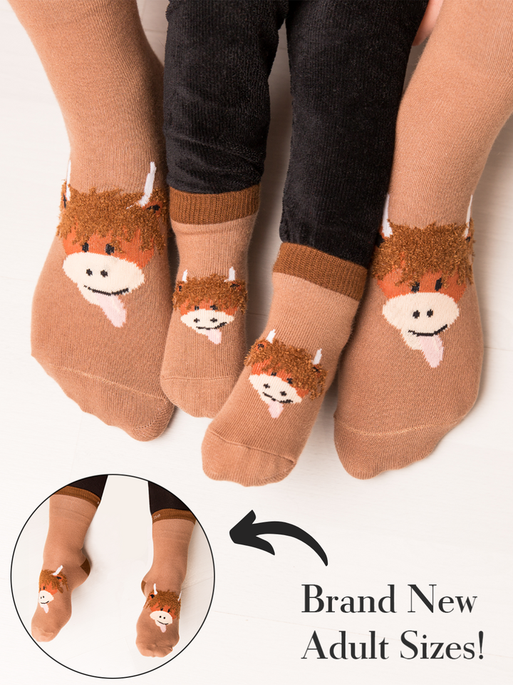 Neutral Highland Cow Socks