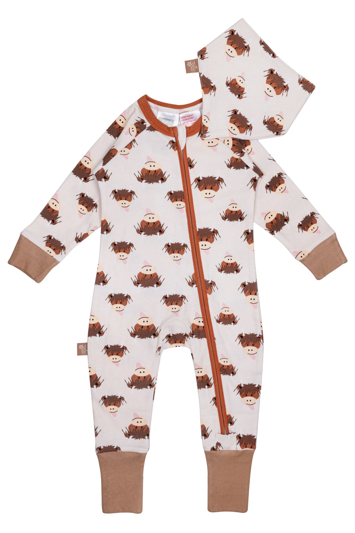 Neutral Highland Cow Romper Gifting Set