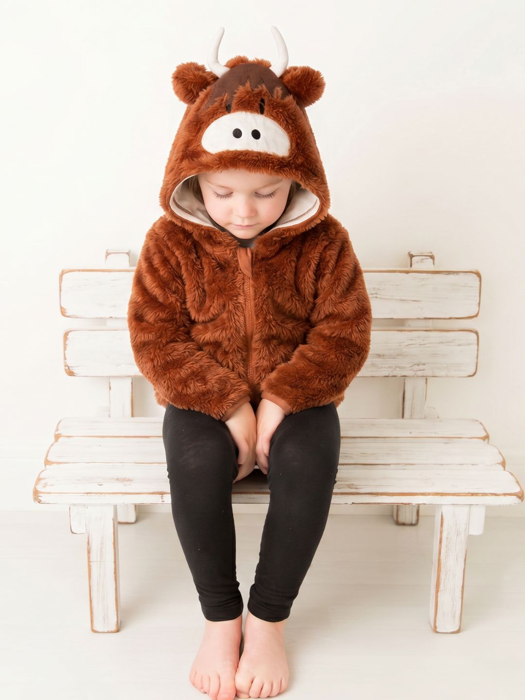 Junior Neutral Highland Cow Hoodie