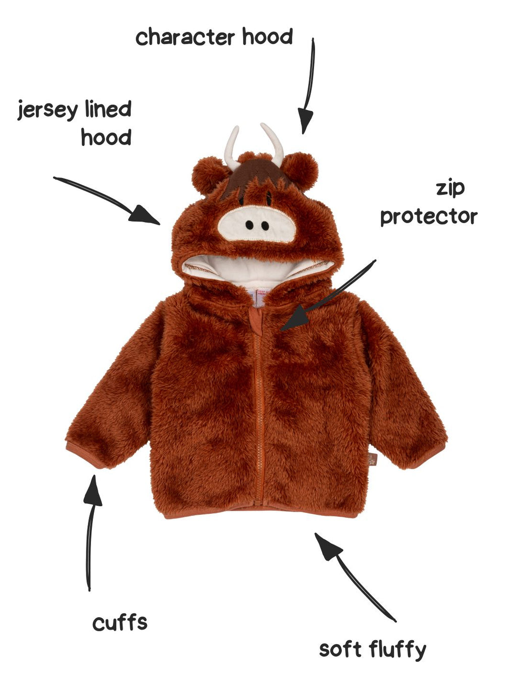Junior Neutral Highland Cow Hoodie
