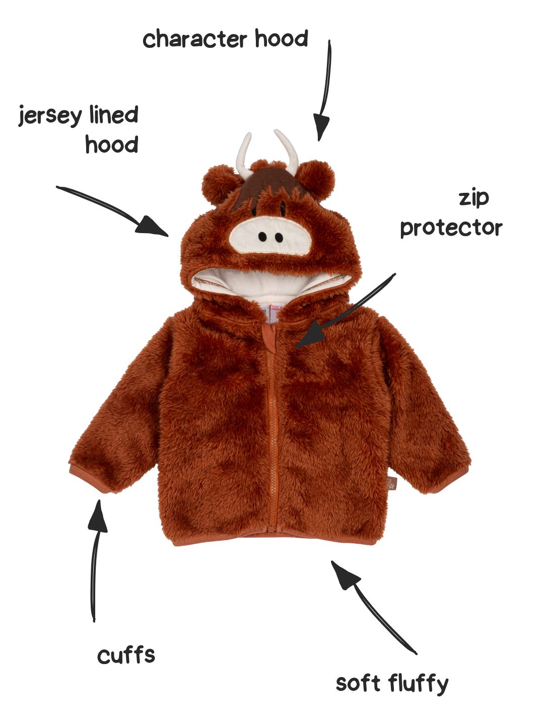 Junior Neutral Highland Cow Hoodie